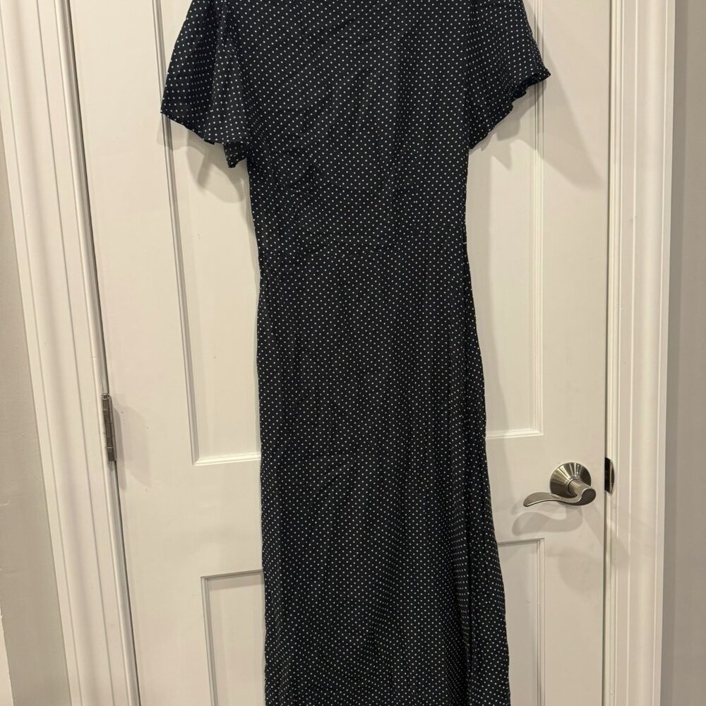 Zara Front Cut Out Polka Dot Front Slit Midi Black and White Dress - medium - Picture 5 of 10